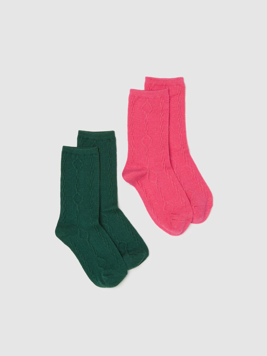 Bipack of multicolour girl's long cotton socks_0