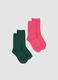 Bipack of multicolour girl's long cotton socks_0