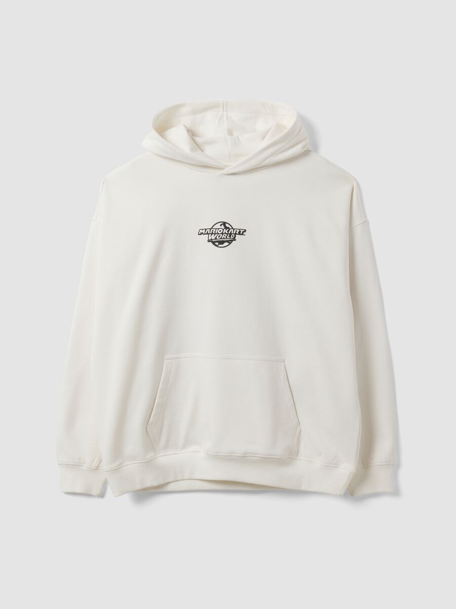 White pure cotton hoodie with Mario Kart print_4