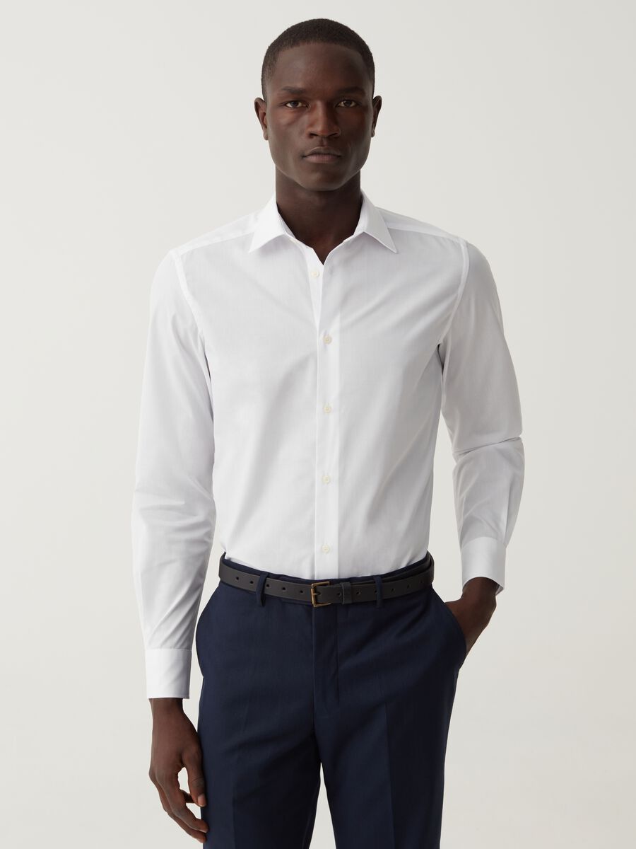 Solid colour slim fit shirt_0