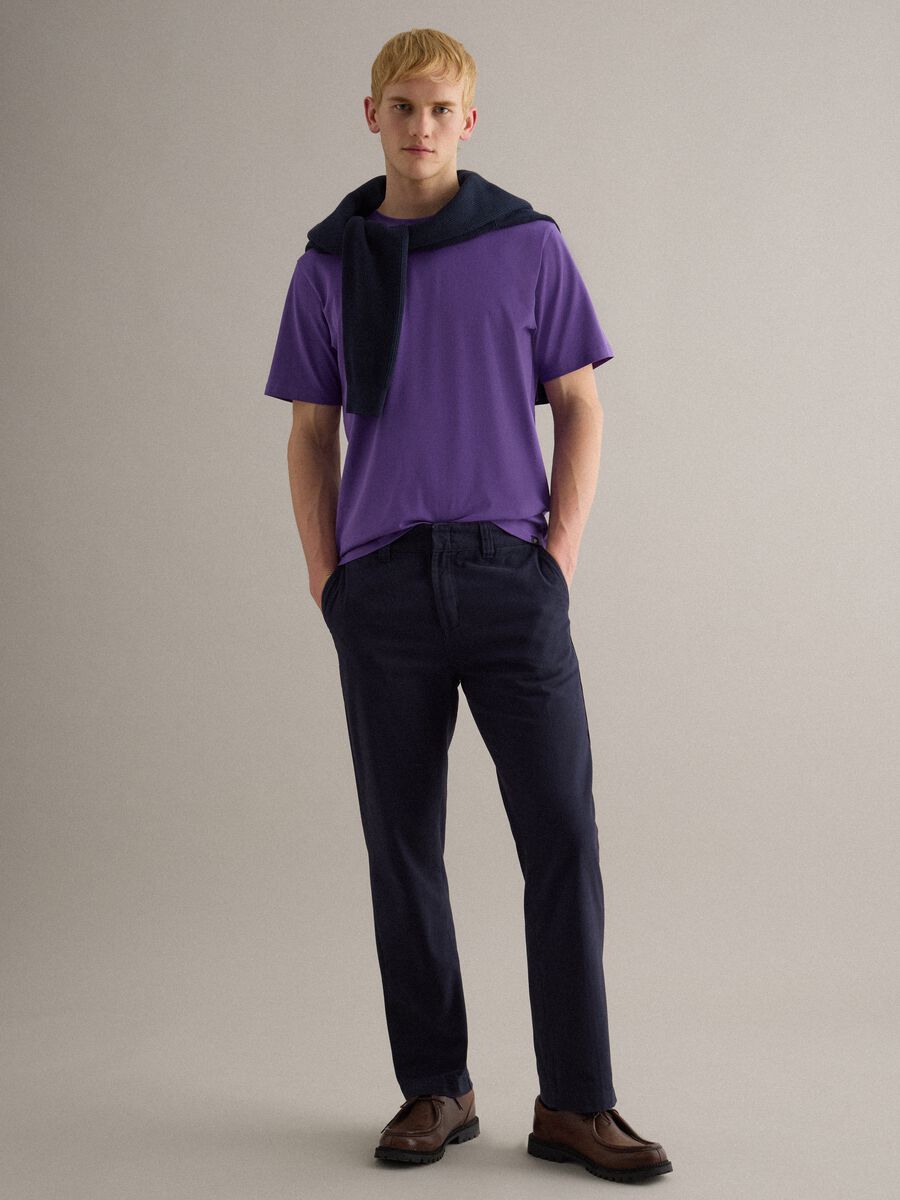 T-shirt girocollo in puro cotone viola relaxed fit_1