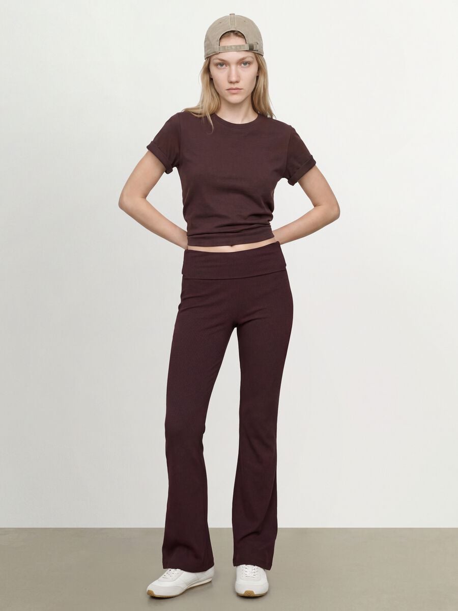 Brown crew-neck T-shirt in pure organic cotton, regular fit_2
