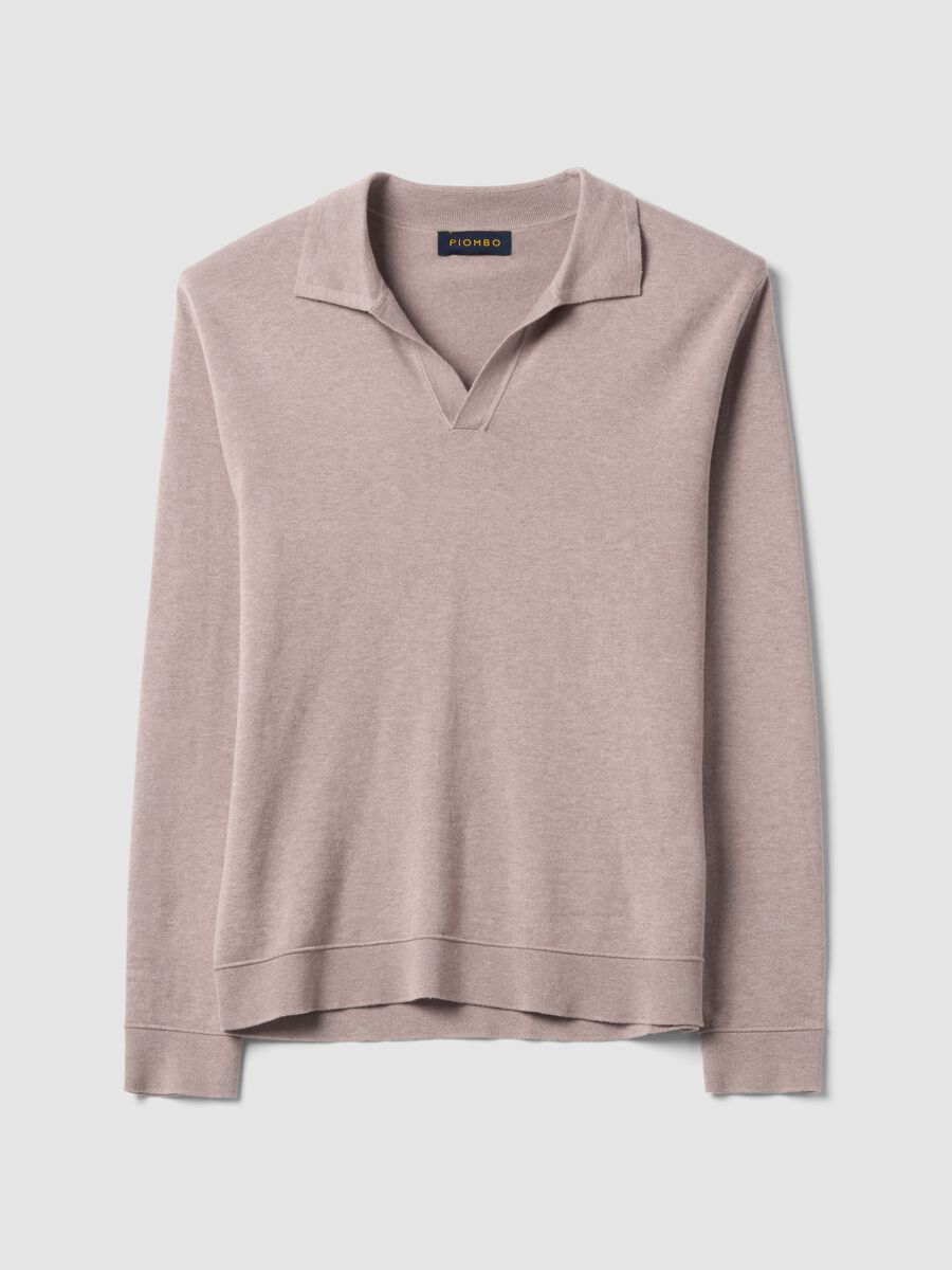 Polo beige in puro cotone a maniche lunghe_4