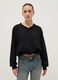 Black oversized cotton blend sweatshirt with V-neck_2
