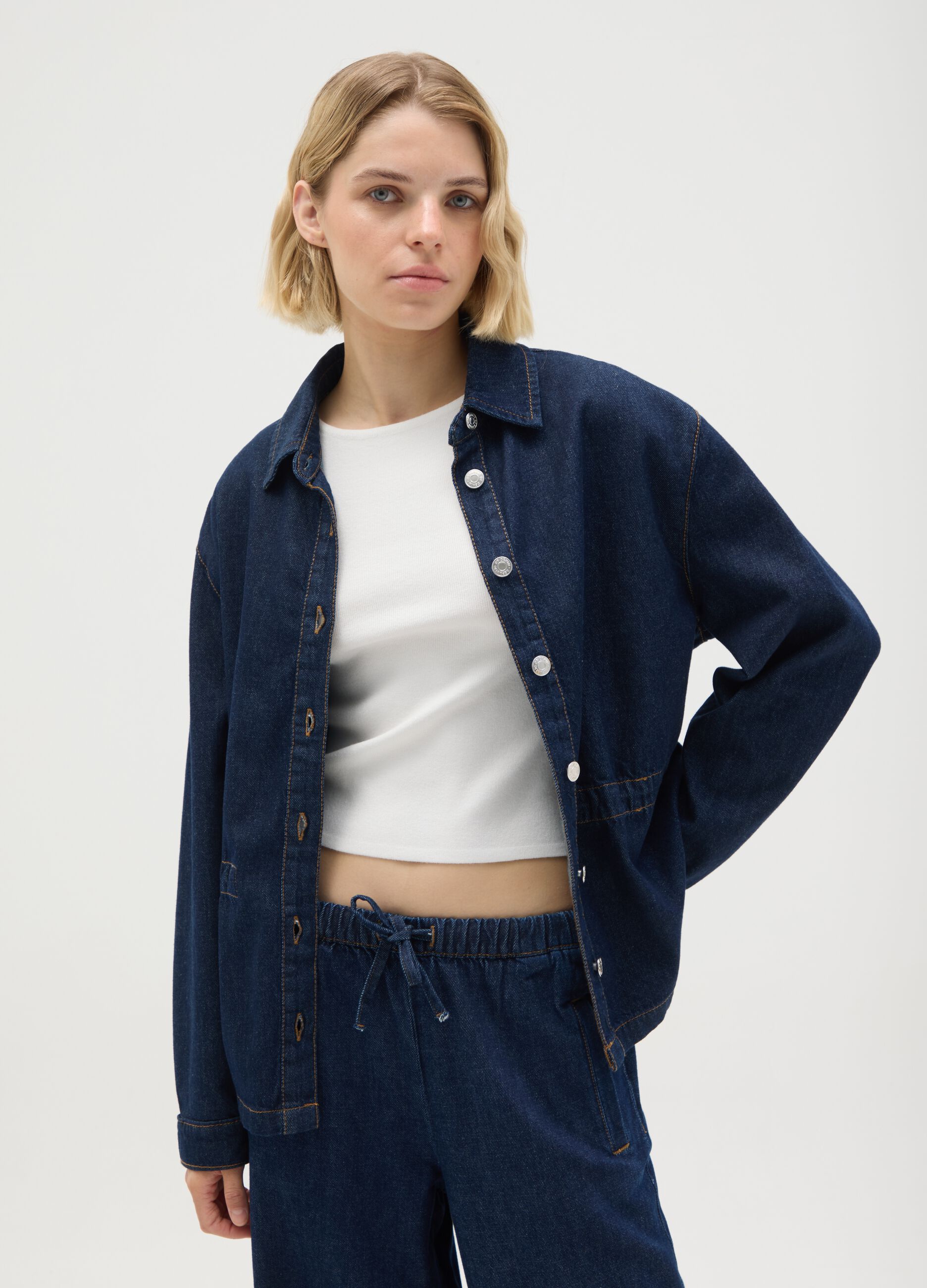 Camicia da donna in puro cotone denim