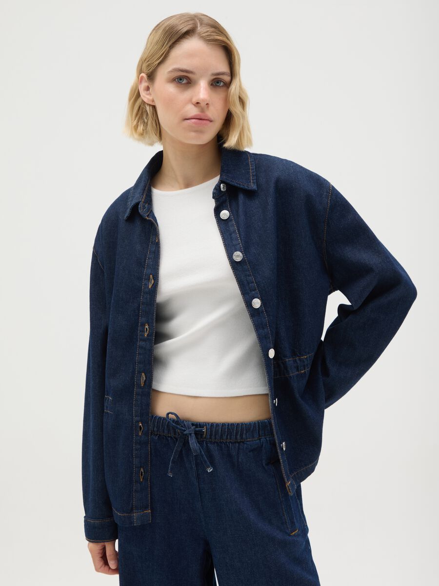 Women's pure cotton denim shirt_0