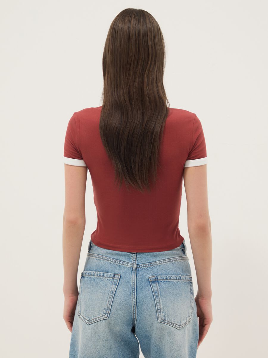 Red regular-fit stretch cotton T-shirt with print_3