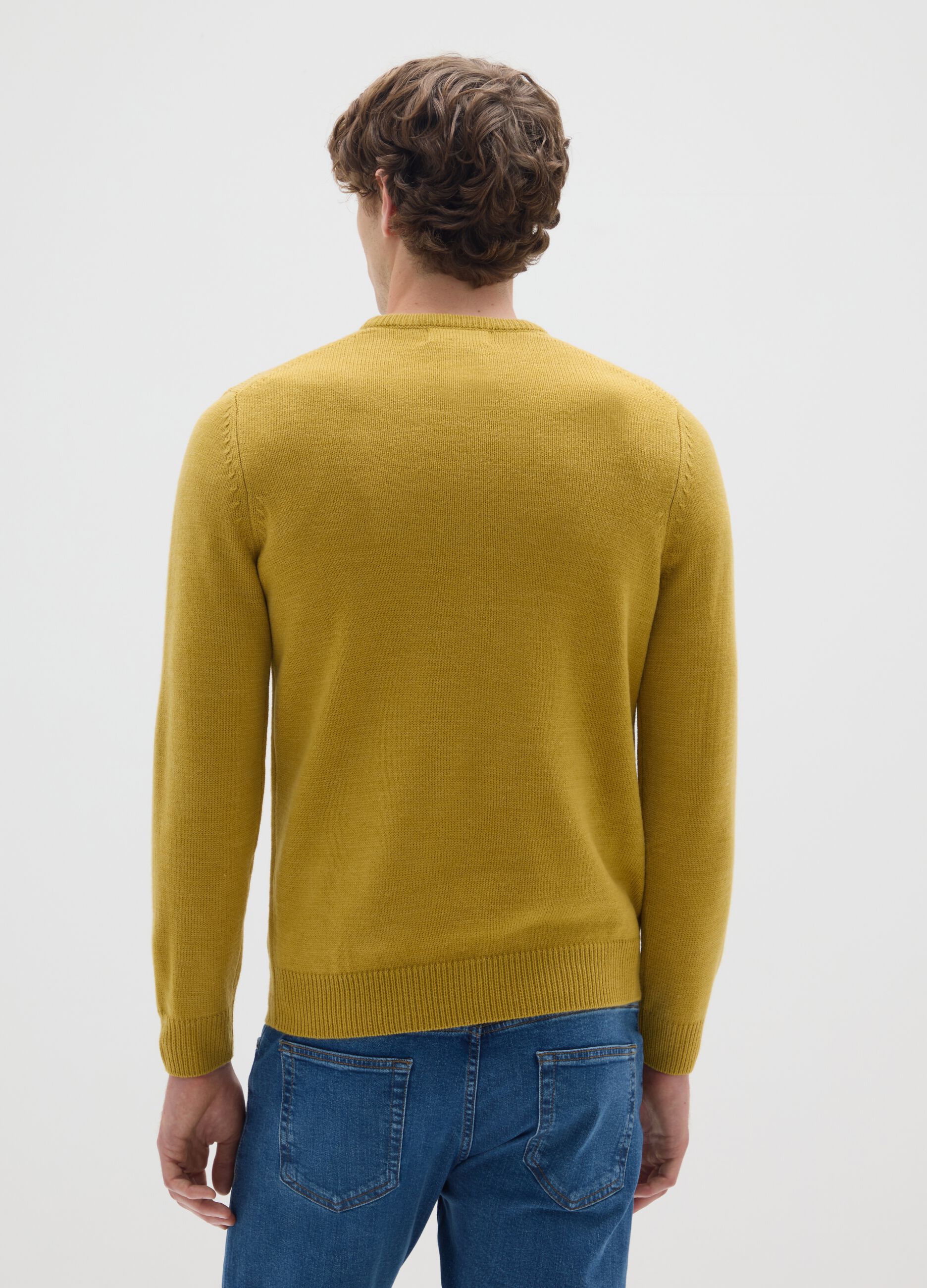 Yellow Regular Fit Sweater