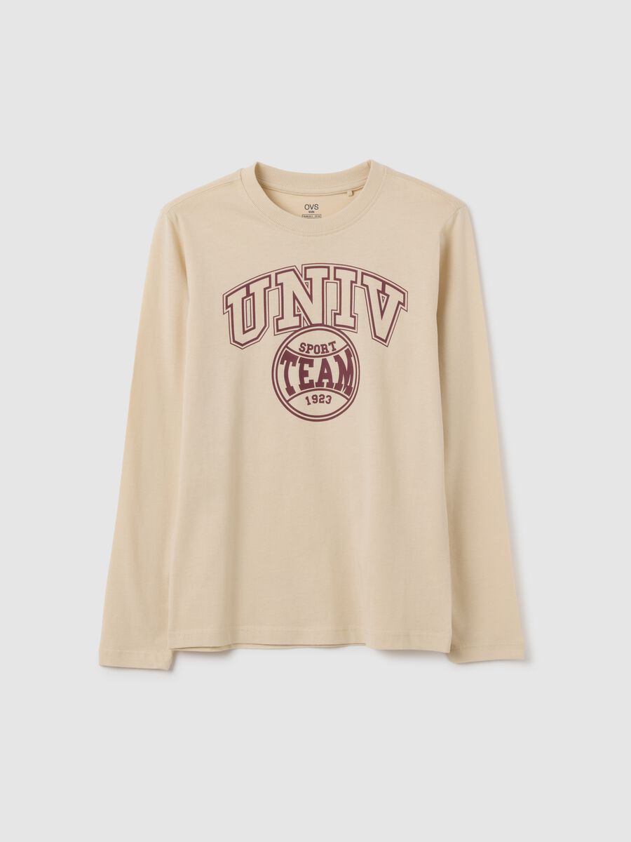 Boys' beige pure cotton regular fit T-shirt_3