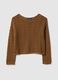Brown pure cotton jumper with regular fit and perforated design_4