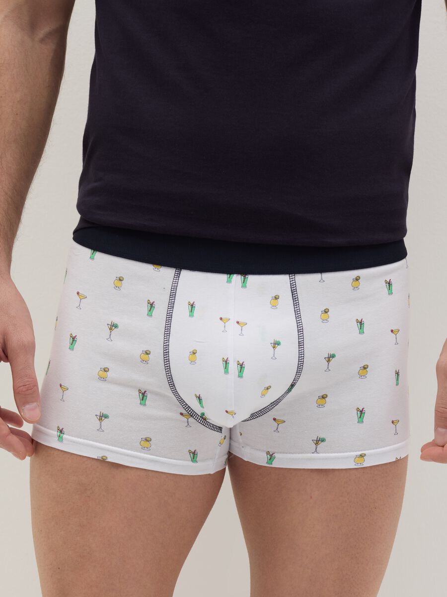 Midi boxer shorts in stretch cotton with pattern._1