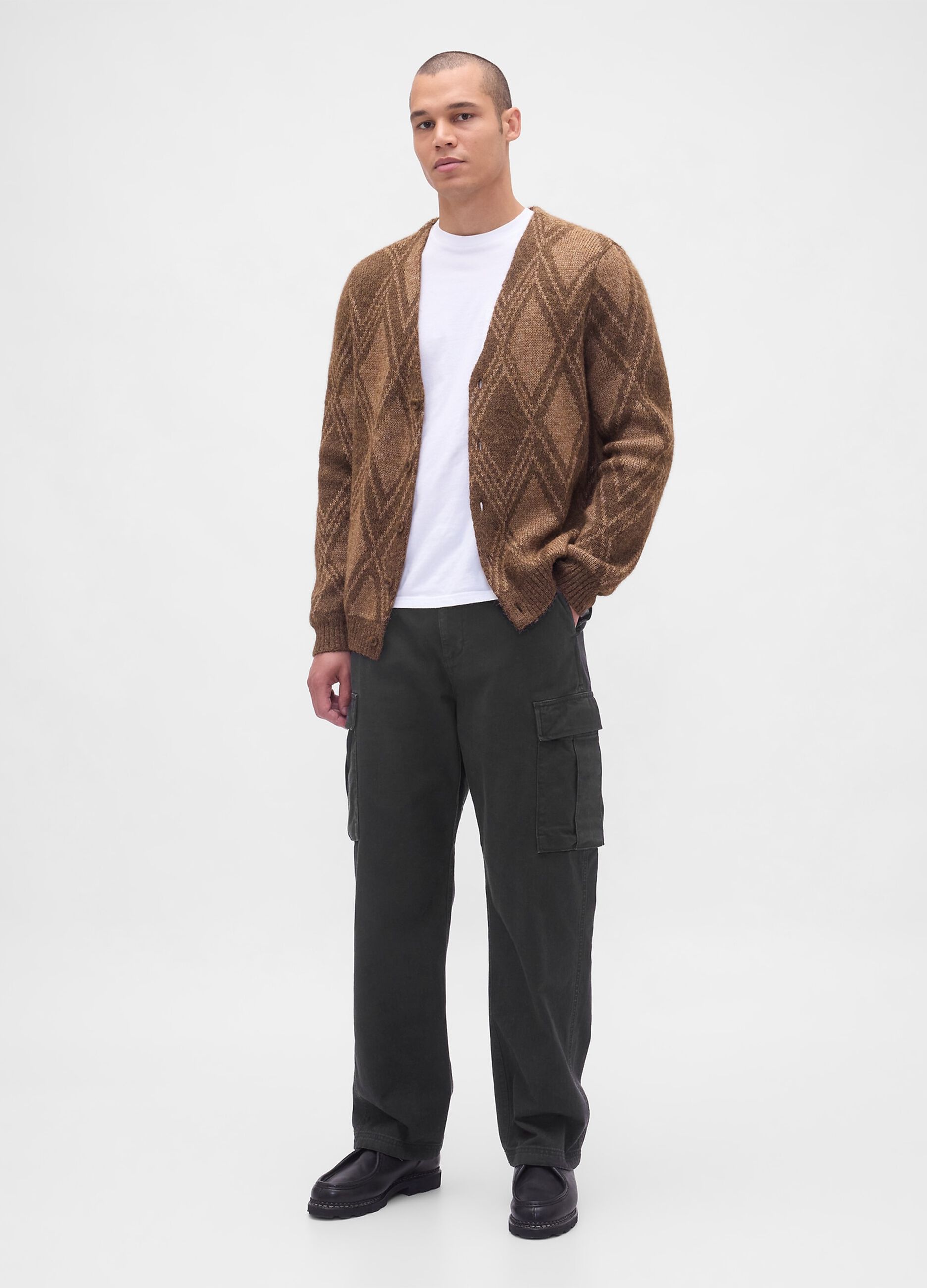 Brown Cardigan in Wool and Alpaca Blend