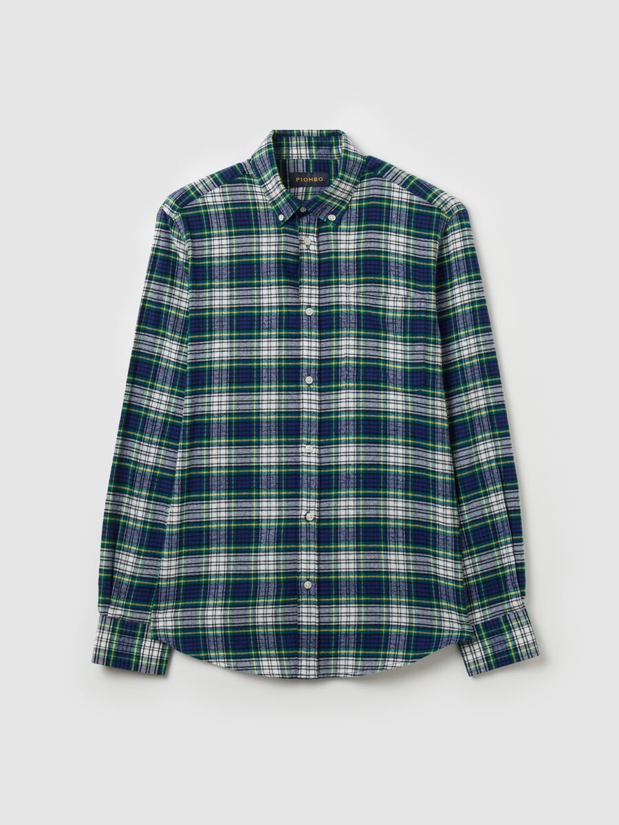 Chequered flannel button-down shirt_4
