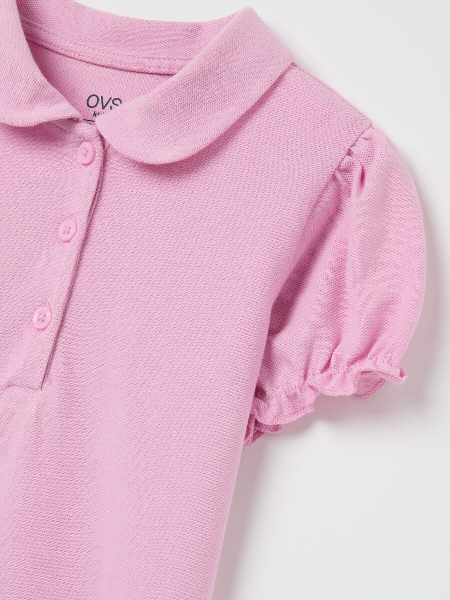 Polo shirt in piquet with puff sleeves_2