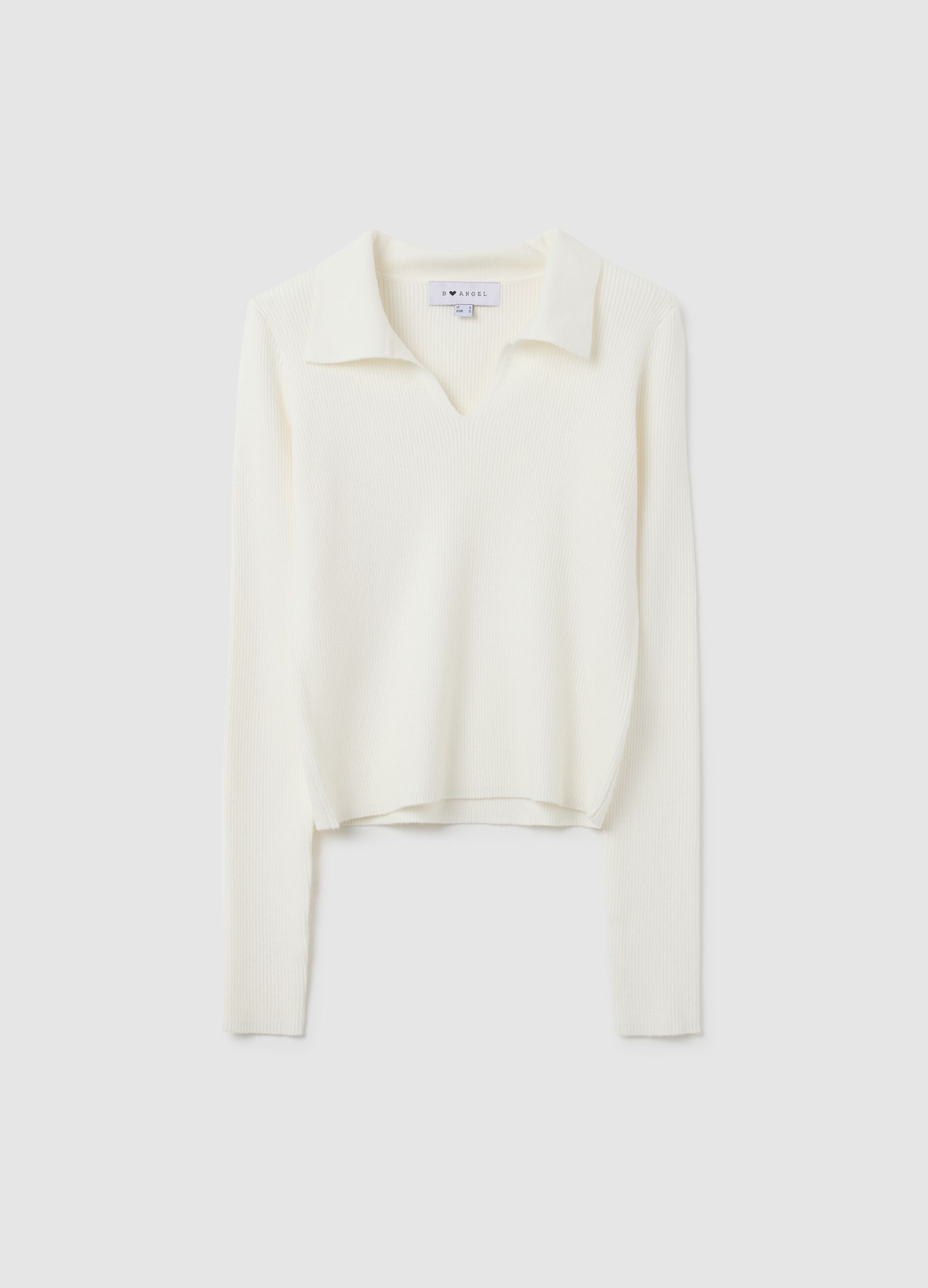 White Viscose Blend Fitted Jumper
