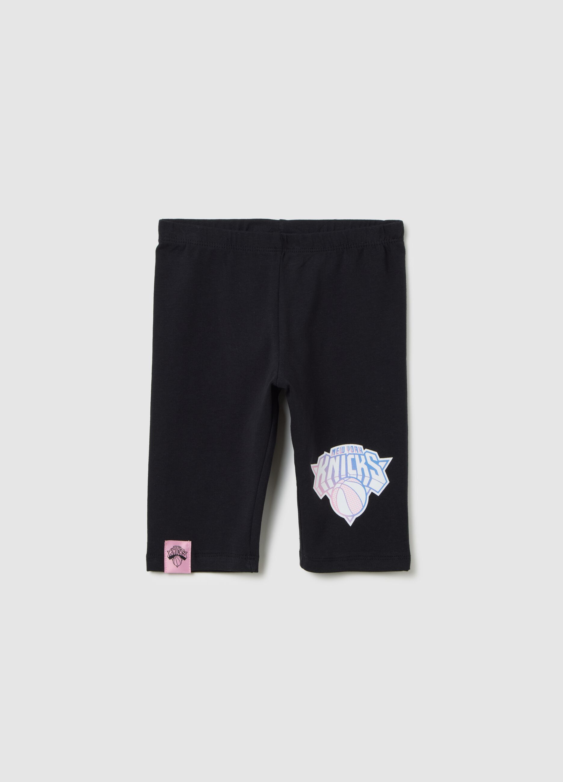 Shorts da bambina in cotone elasticizzato nero