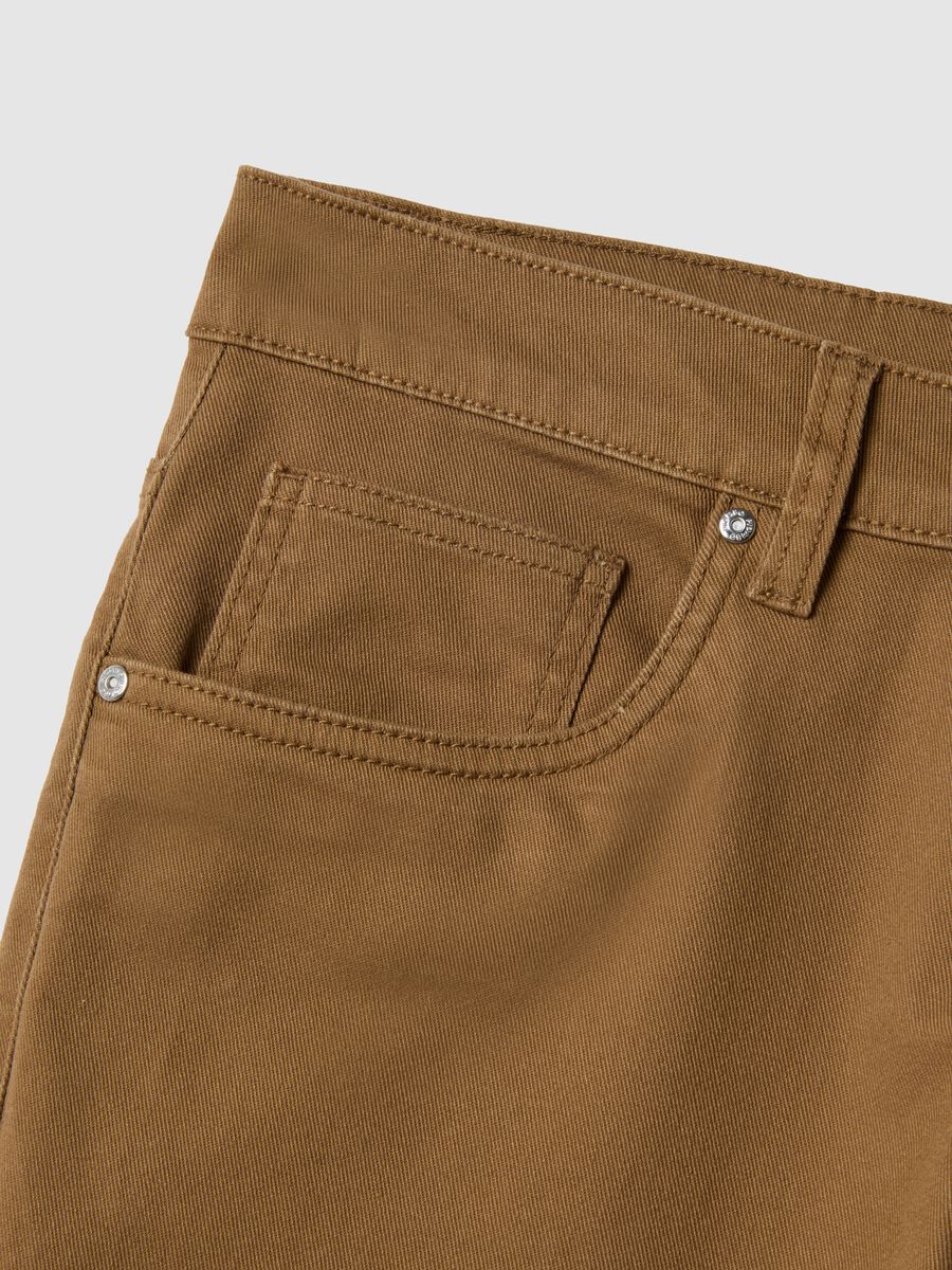 Regular Fit Brown Stretch Twill Trousers_1