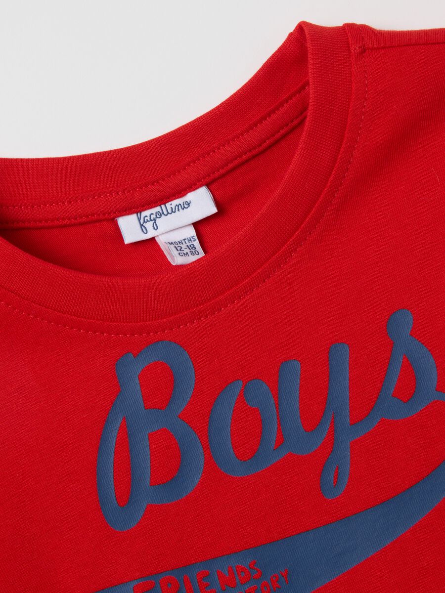 Child's T-shirt in pure red cotton with regular fit_2