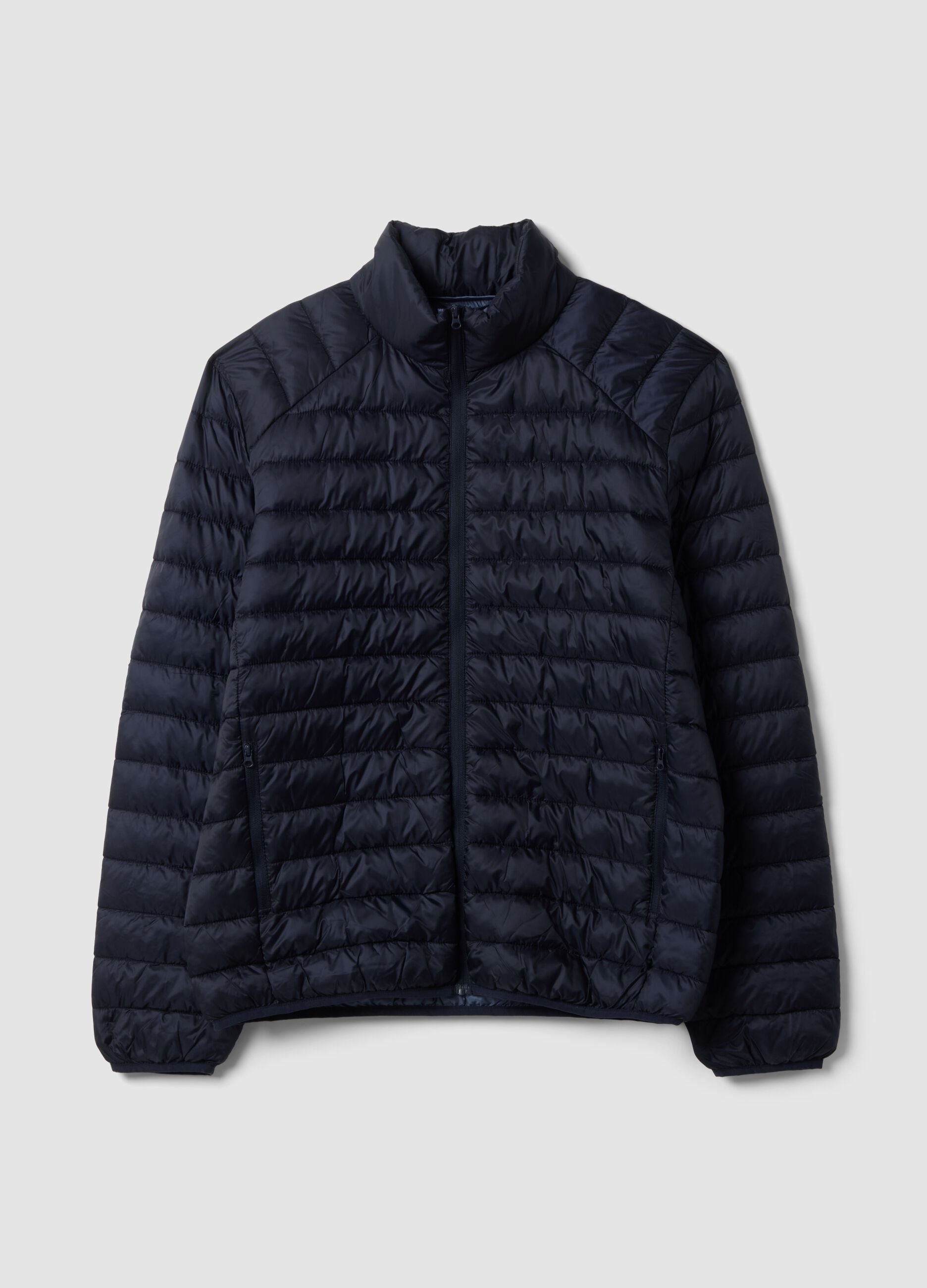 Blue ultralight padded regular-fit jacket with zip
