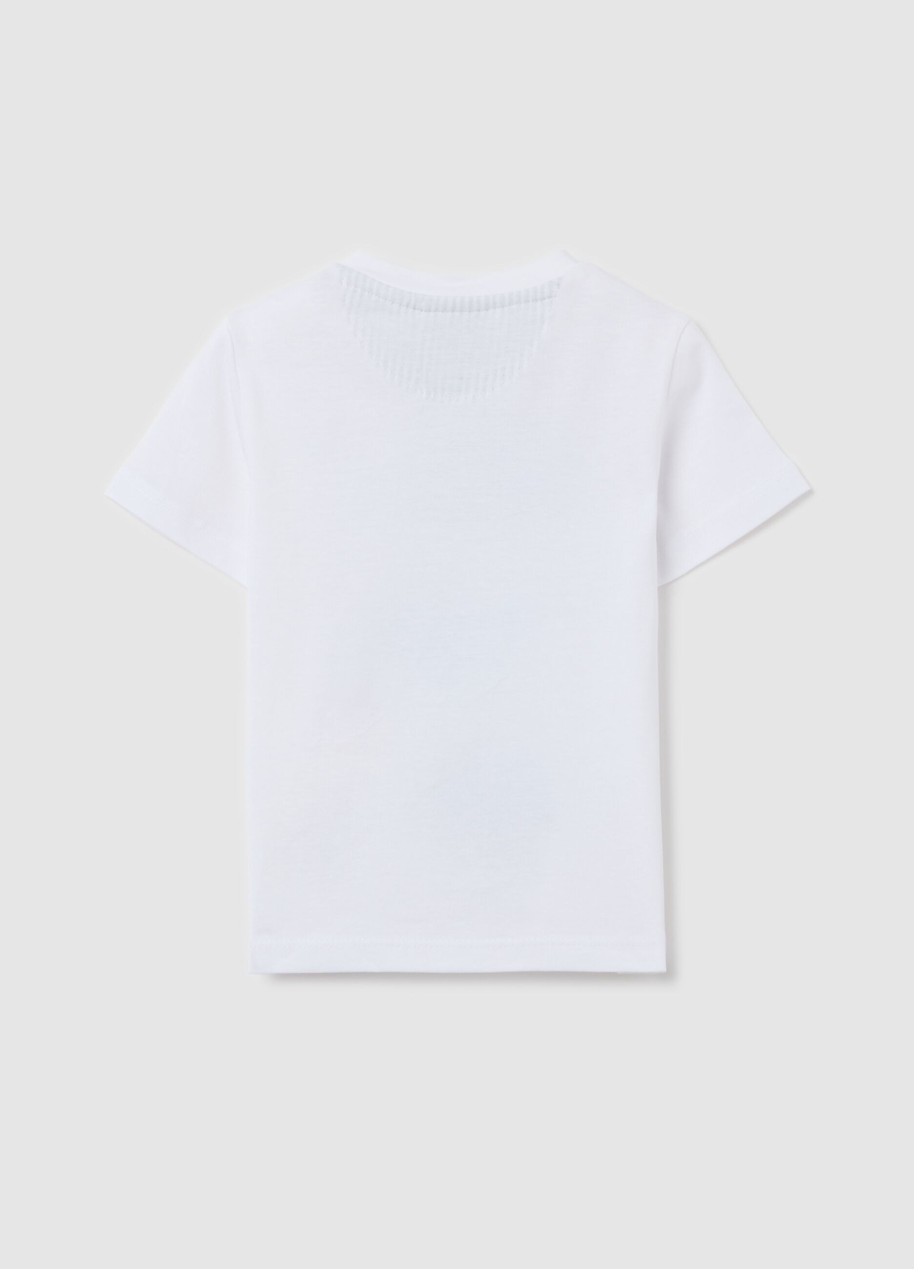 White cotton T-shirt with whales print