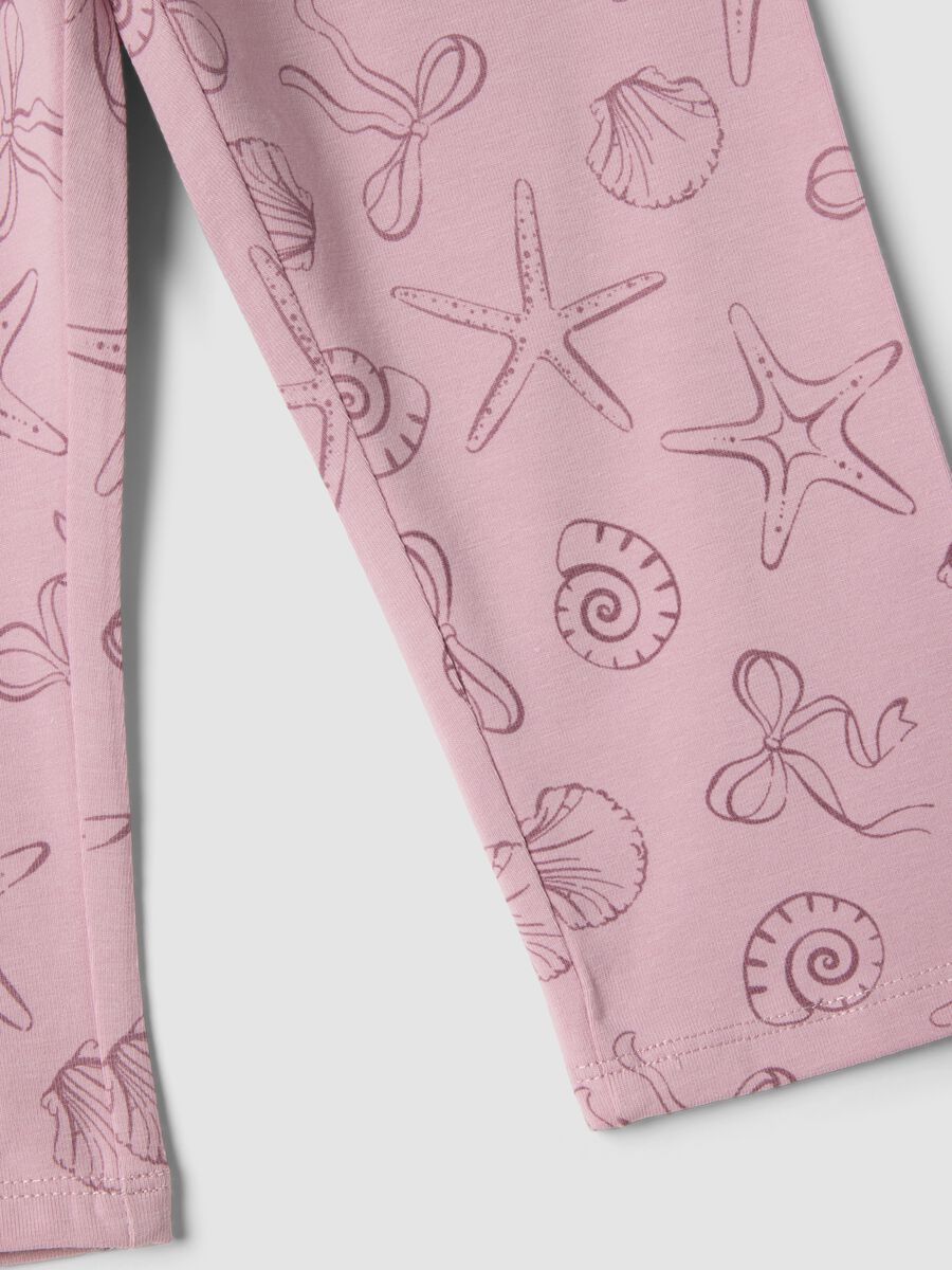 Girls&rsquo; pink skinny leggings in stretch cotton with prints_3