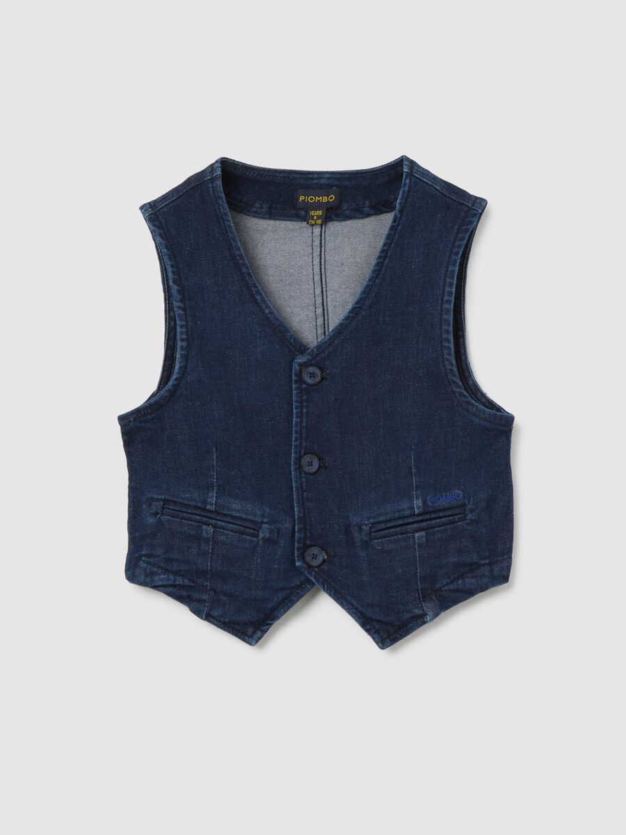 Blue gilet in stretch denim_3