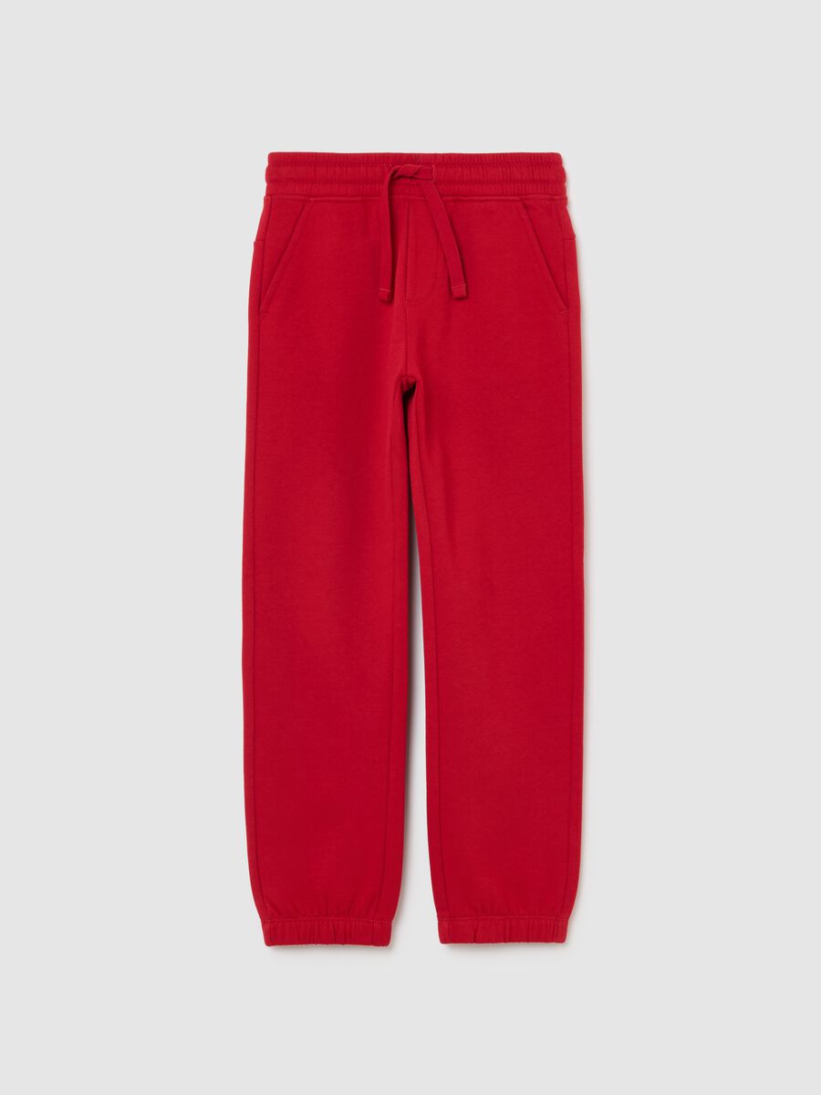 Children's red pure cotton joggers, regular fit_0