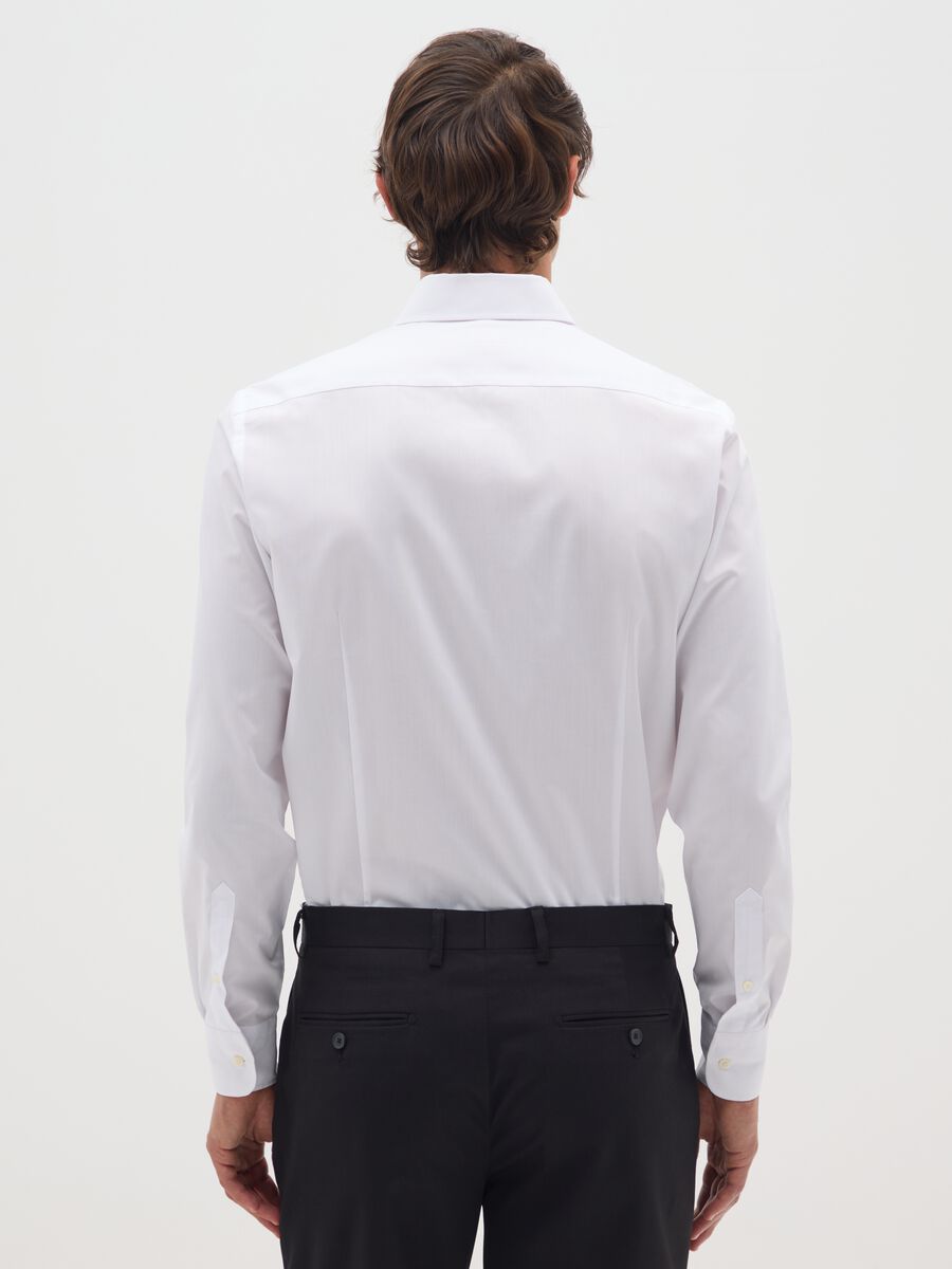 White Cotton Blend Slim Fit Shirt_2