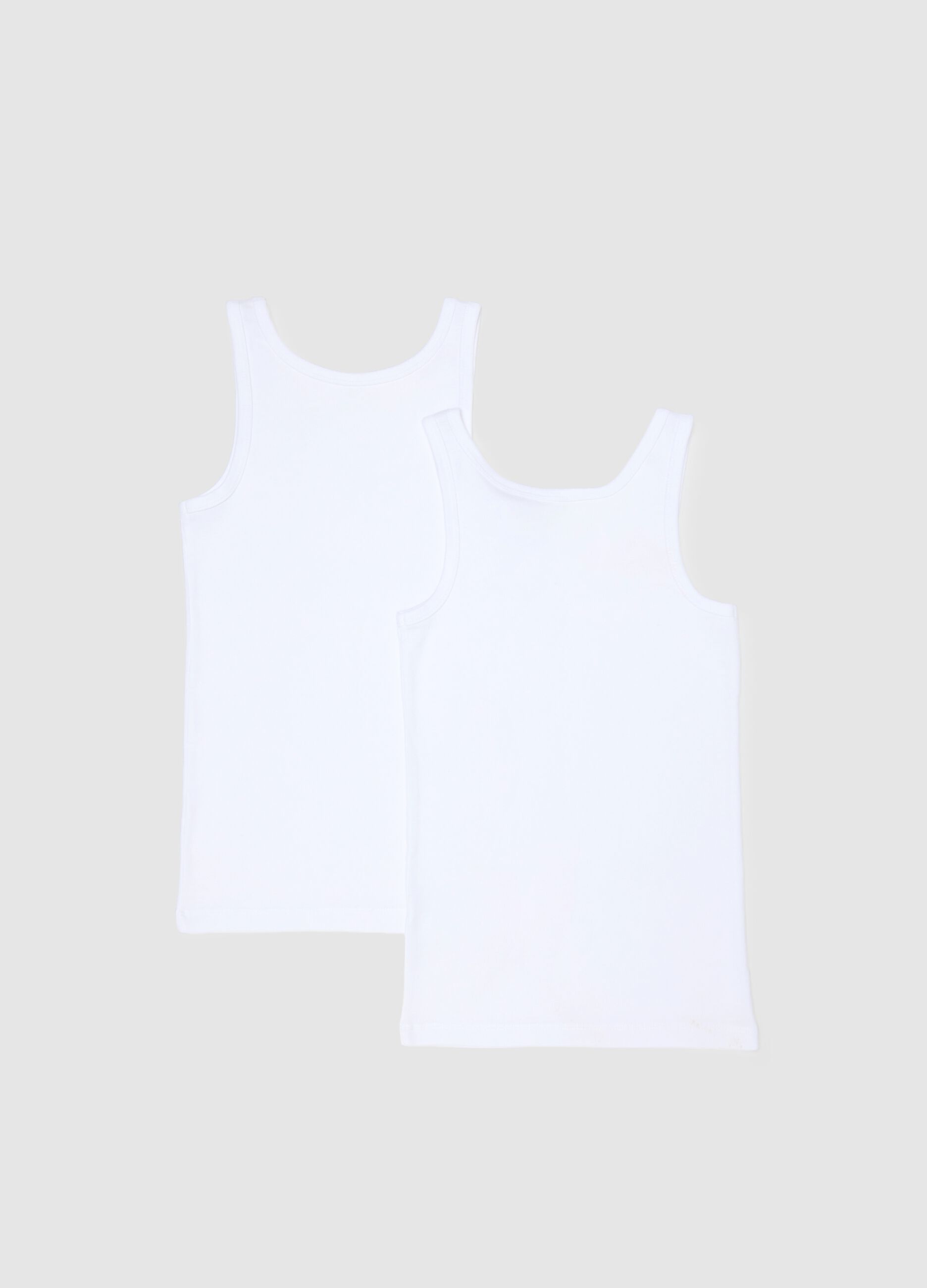 Boys' white undershirts twin pack in pure cotton regular fit