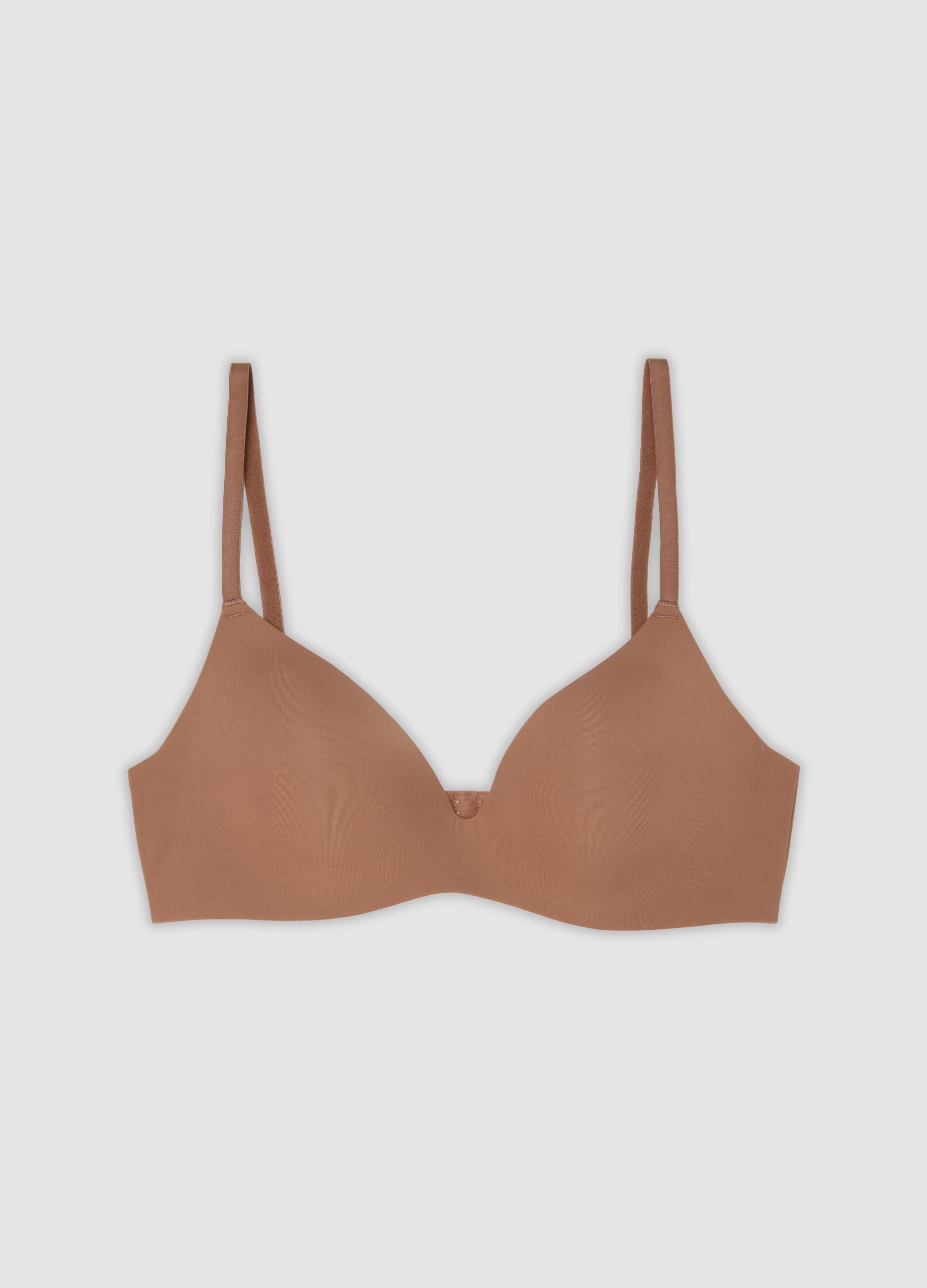 Brown padded triangle bra in stretch fabric