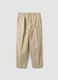 Beige linen-cotton blend trousers with an elasticated waist_0