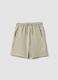 Beige cotton-blend shorts with elasticated waist_0