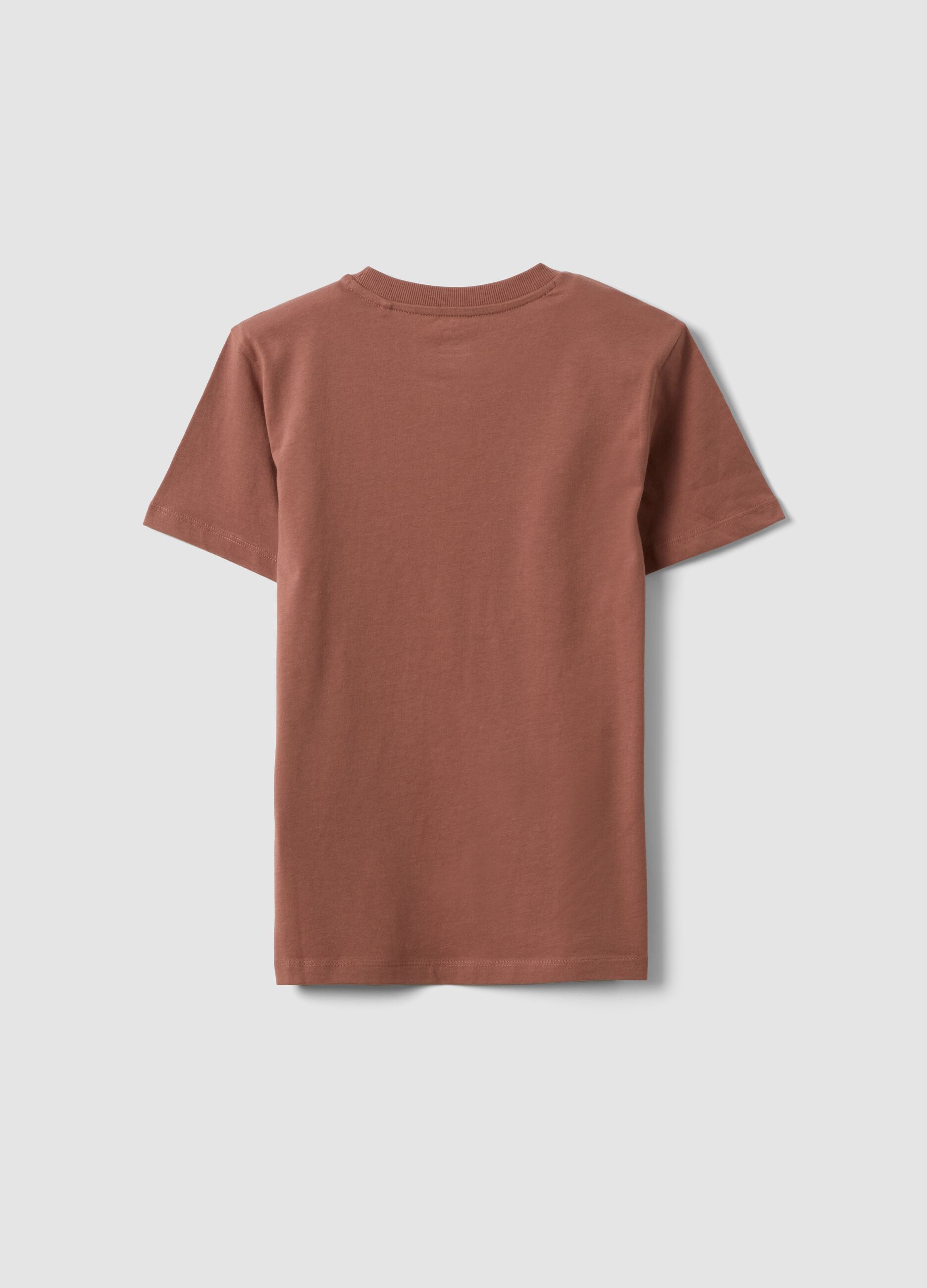 Brown short-sleeve organic cotton T-shirt for boys