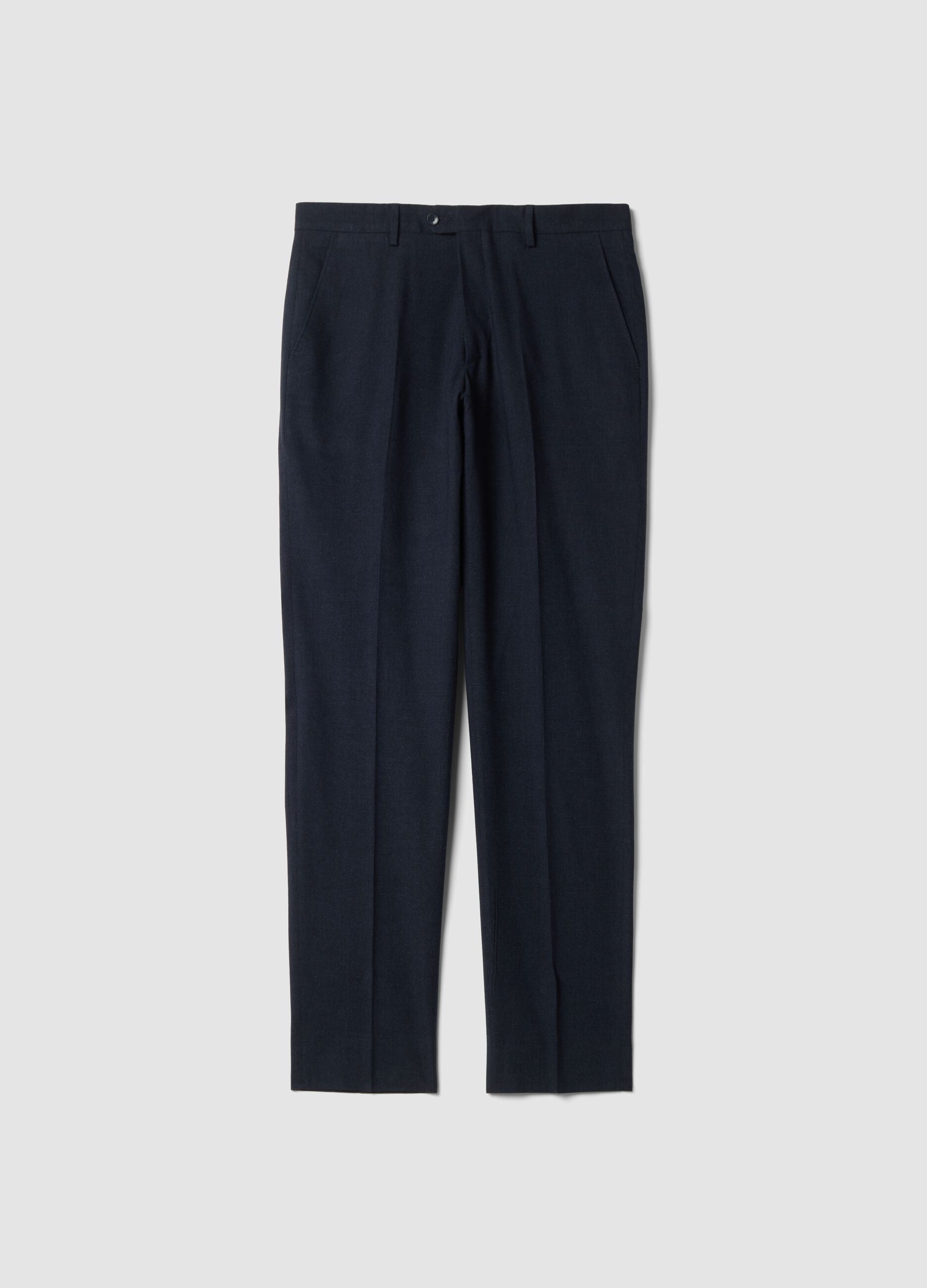 Pantaloni formali blu in cotone elasticizzato slim fit