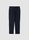 Pantaloni formali blu in cotone elasticizzato slim fit_0