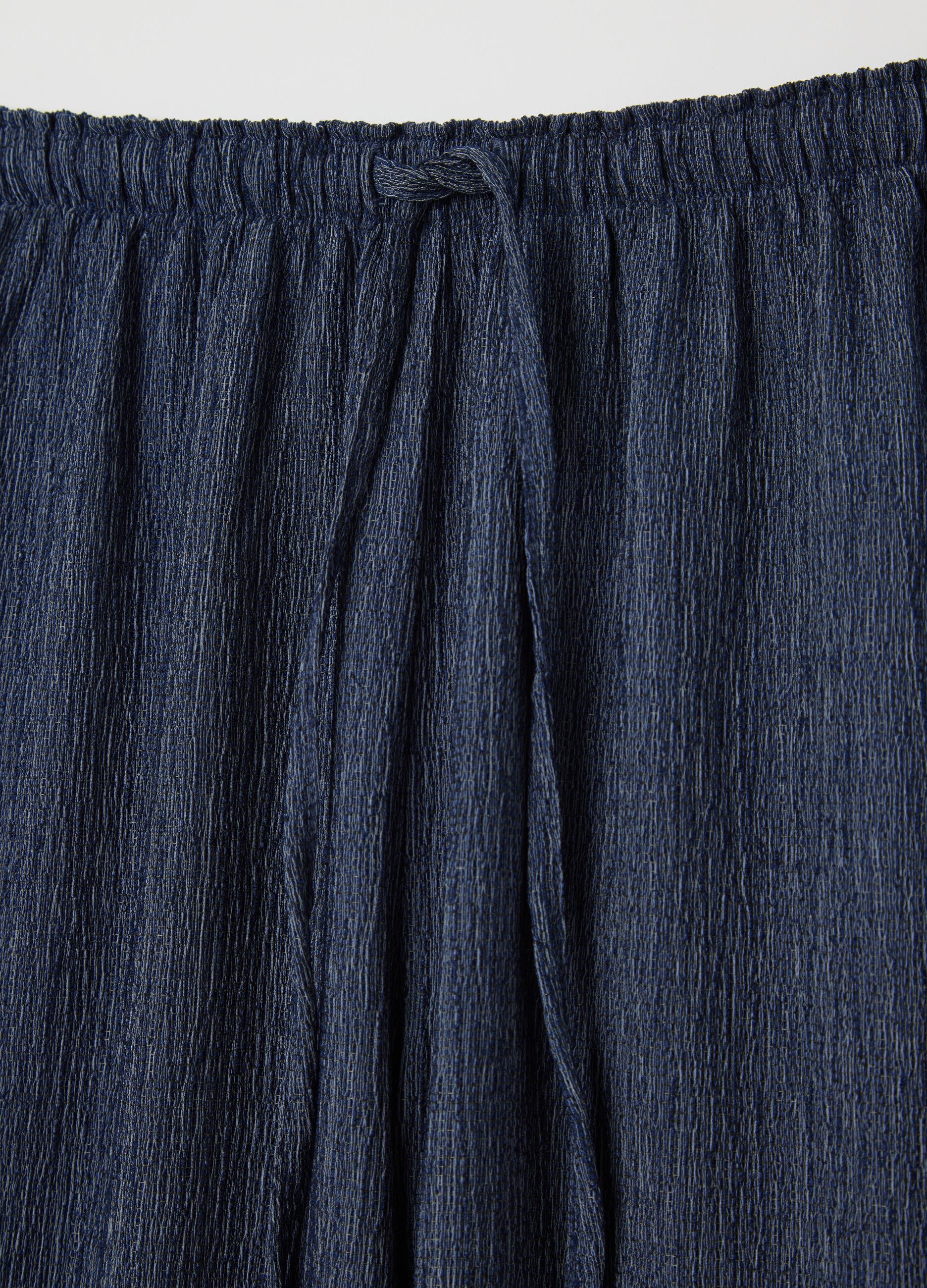 Wide blue trousers in stretch jersey