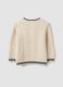 White pure cotton cable-knit V-neck jumper for boys_1