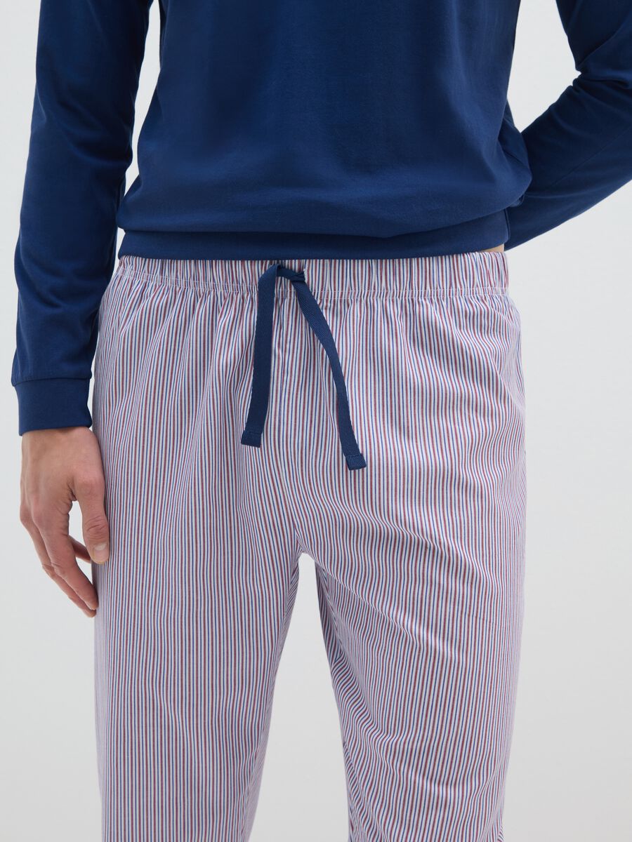 Pigiama lungo a righe multicolor in puro cotone regular fit_3