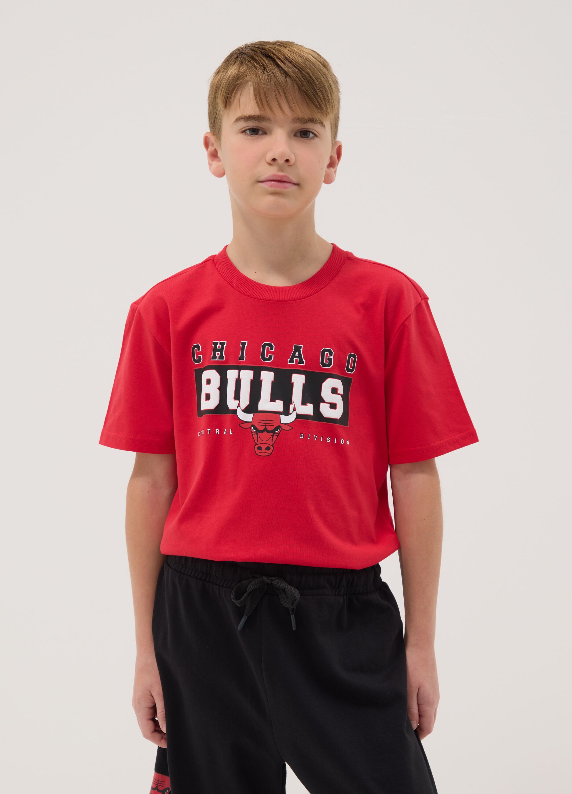 Multicolour pure cotton oversized fit Chicago Bulls set for boys