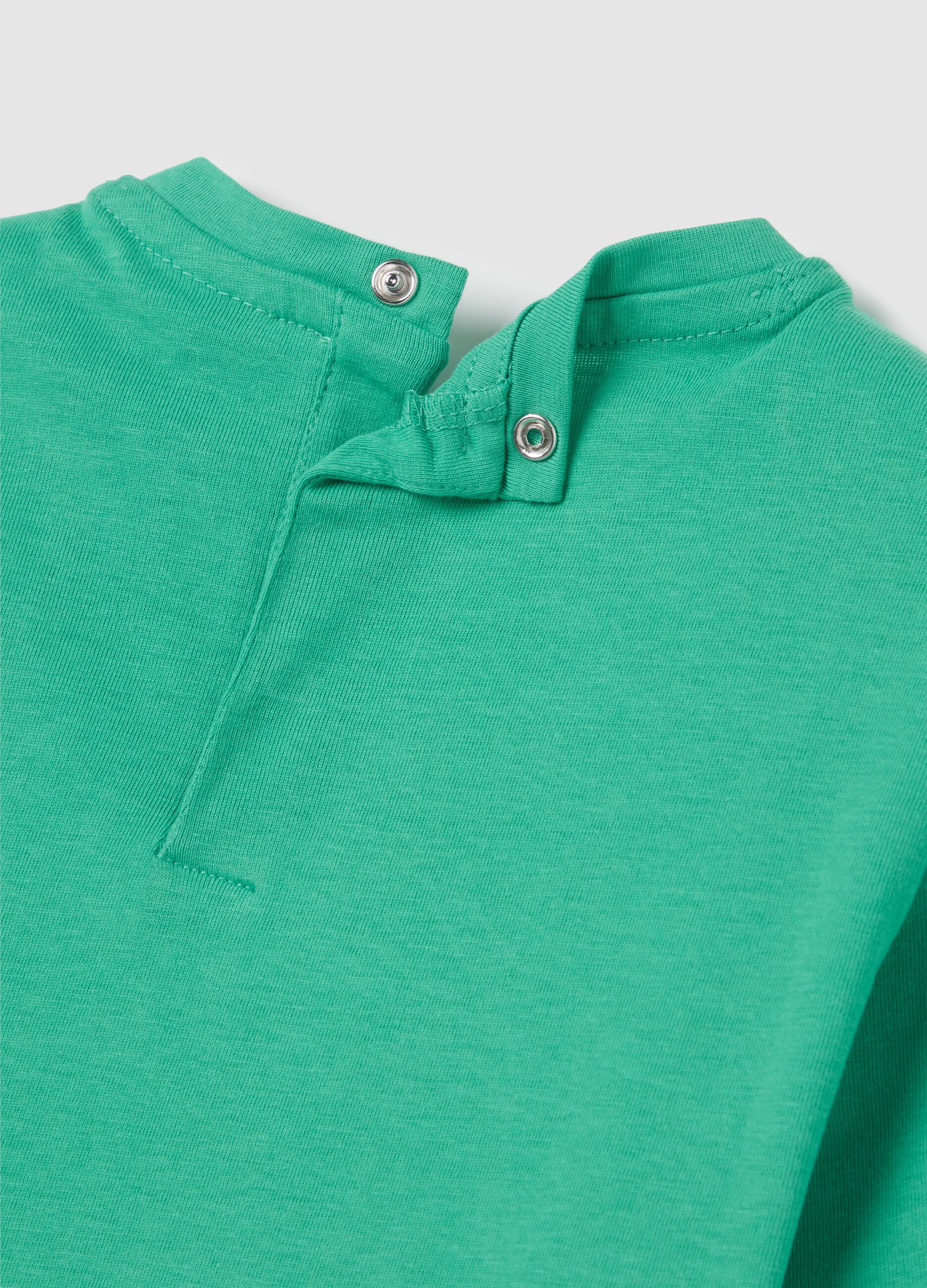 Green cotton T-shirt with lion motif