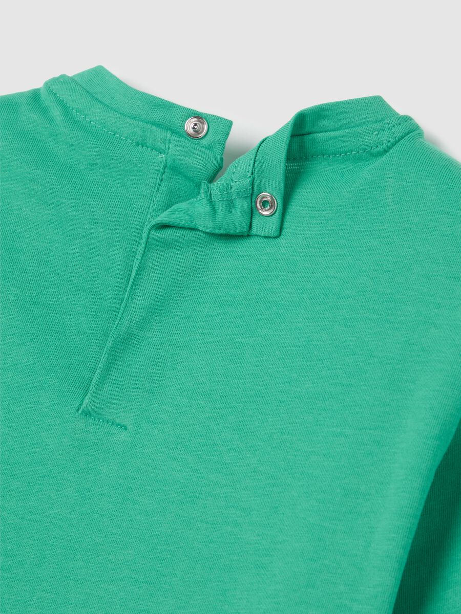 Green cotton T-shirt with lion motif_3