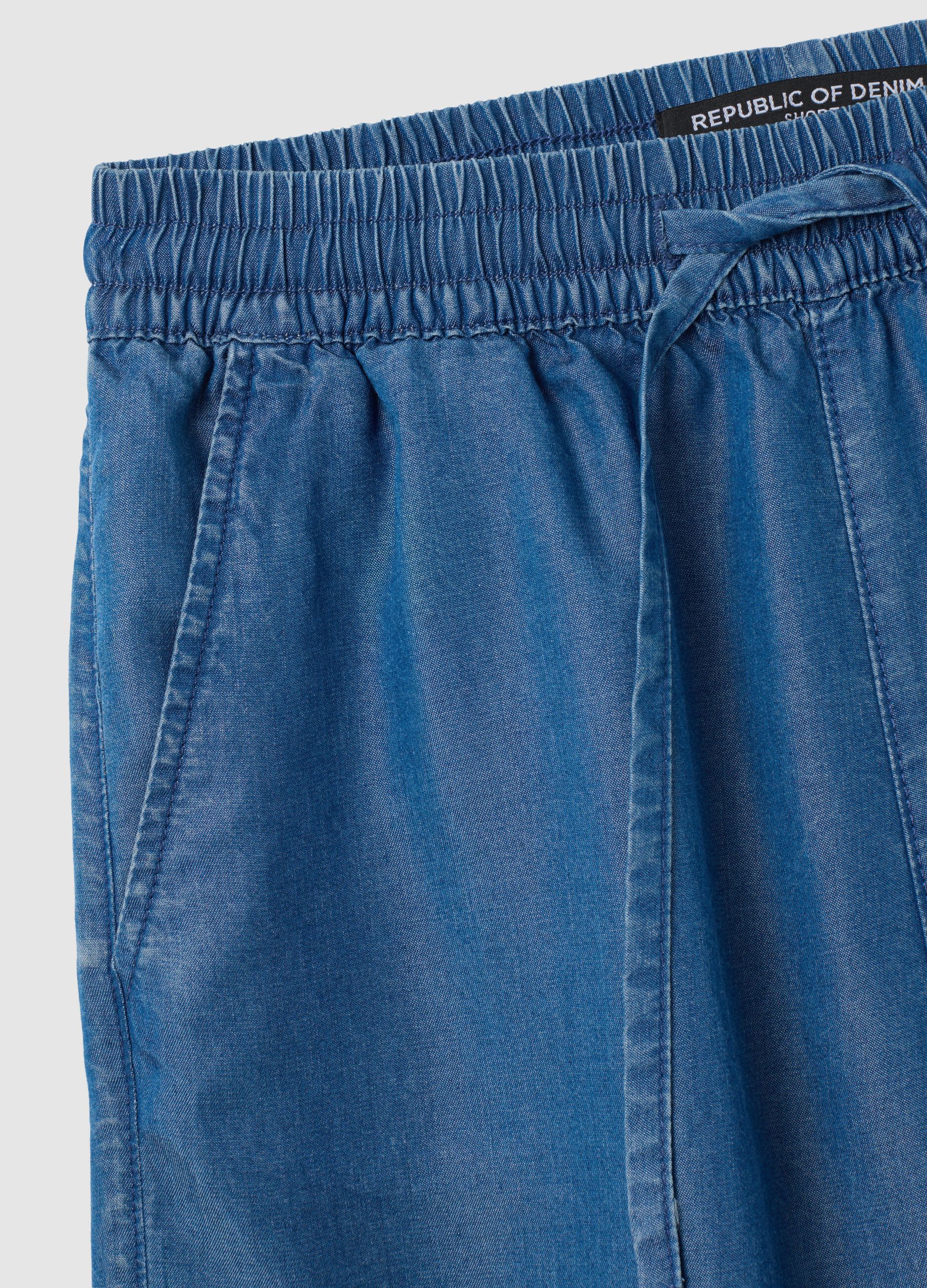Shorts da donna in lyocell blu regular fit