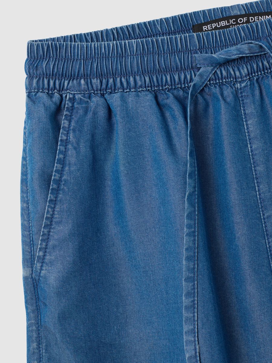 Women's blue regular fit lyocell shorts_1