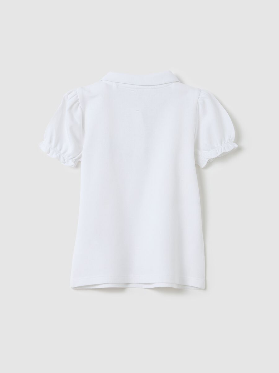 White pure cotton polo with decorative star_1
