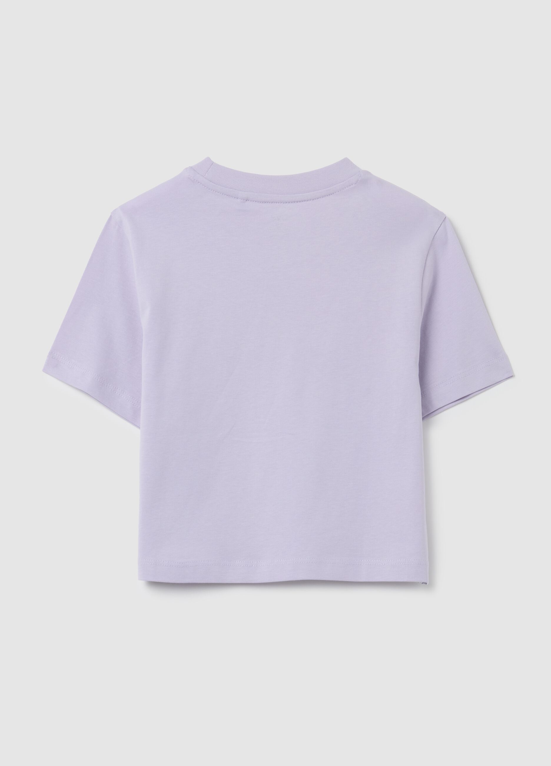 Girls' pure cotton purple crop T-shirt