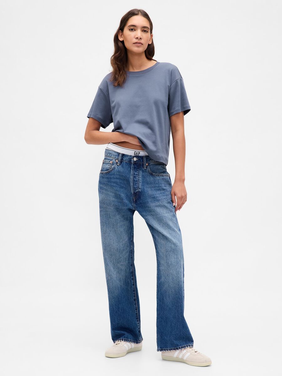 T-shirt blu in cotone_1