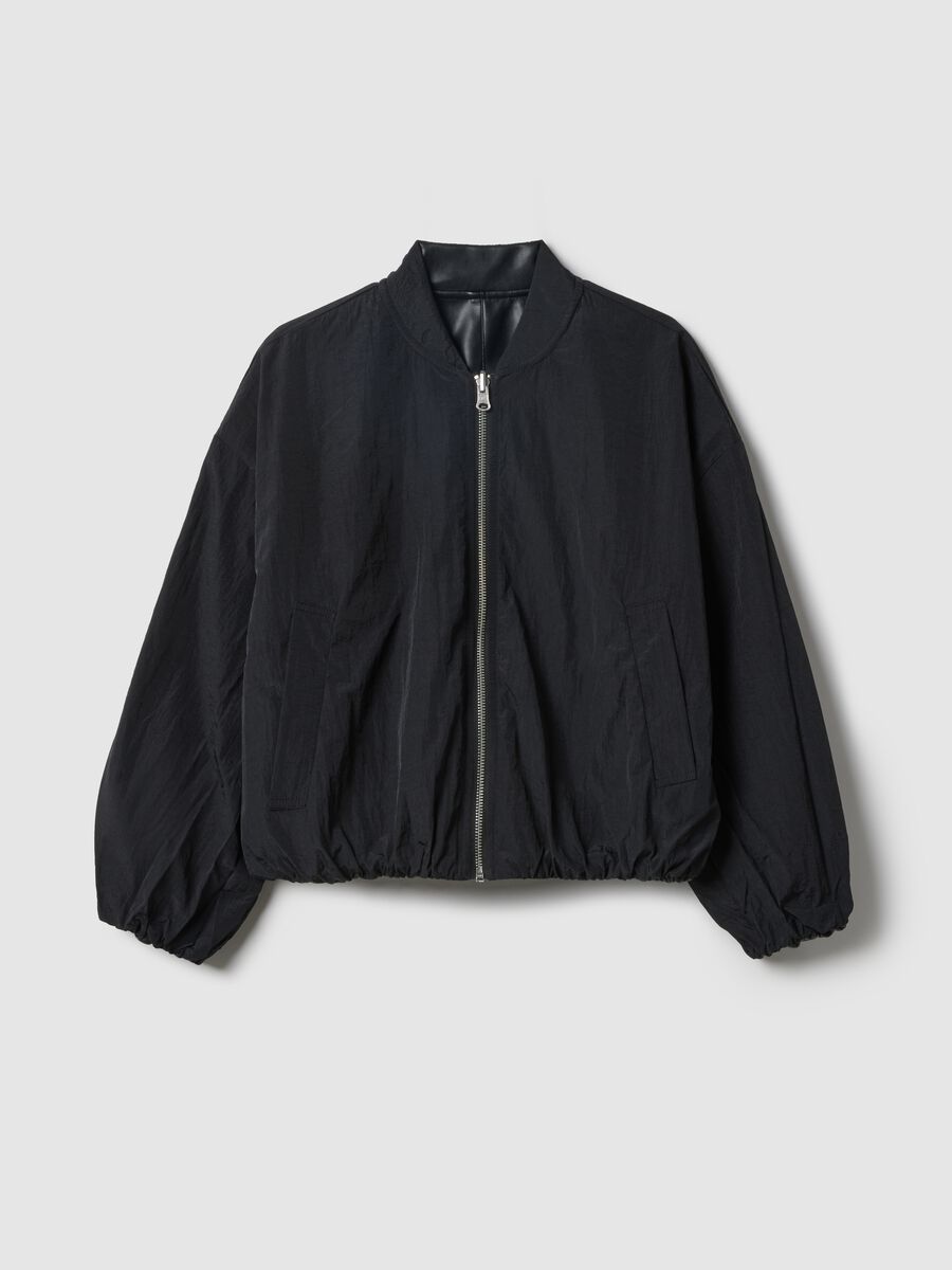 Giacca bomber nera da ragazza over fit_5