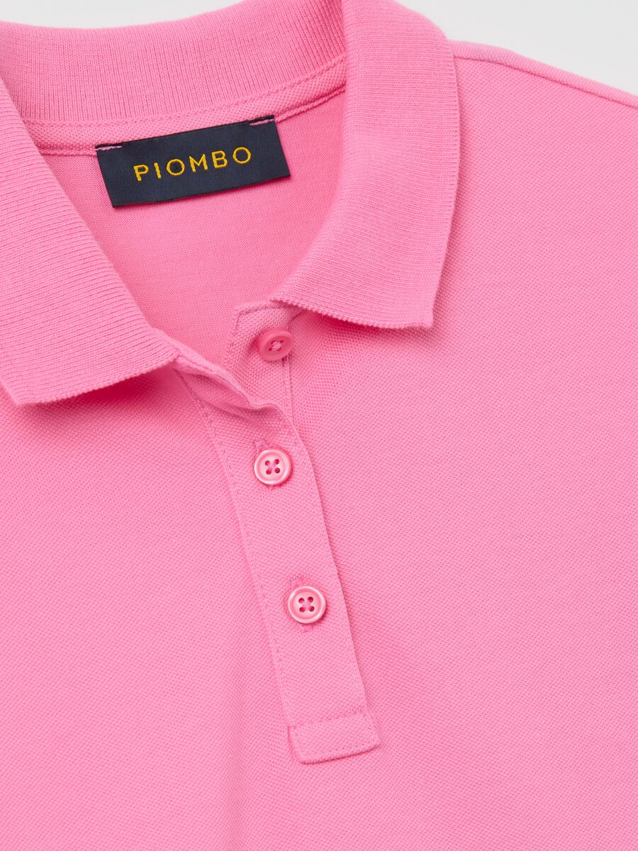 Pink short-sleeved polo shirt in piquet_5