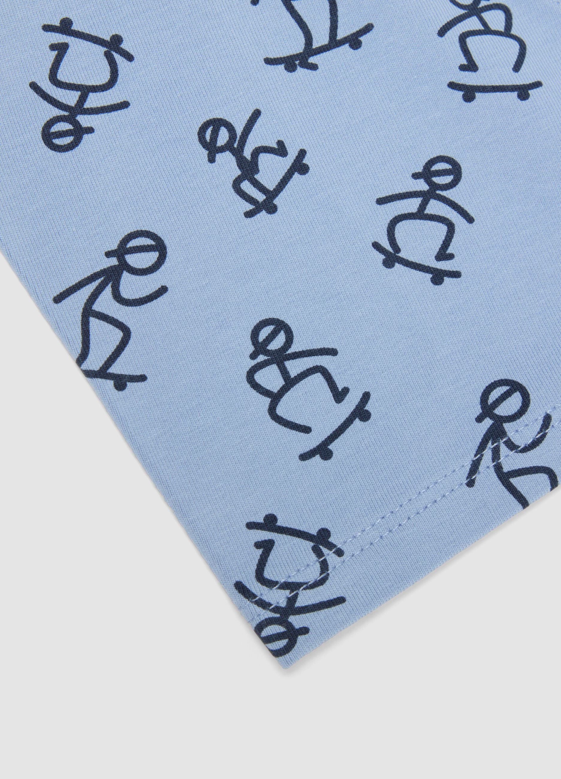 Boxer azzurro in cotone organico con stampa all over per bambino e ragazzo