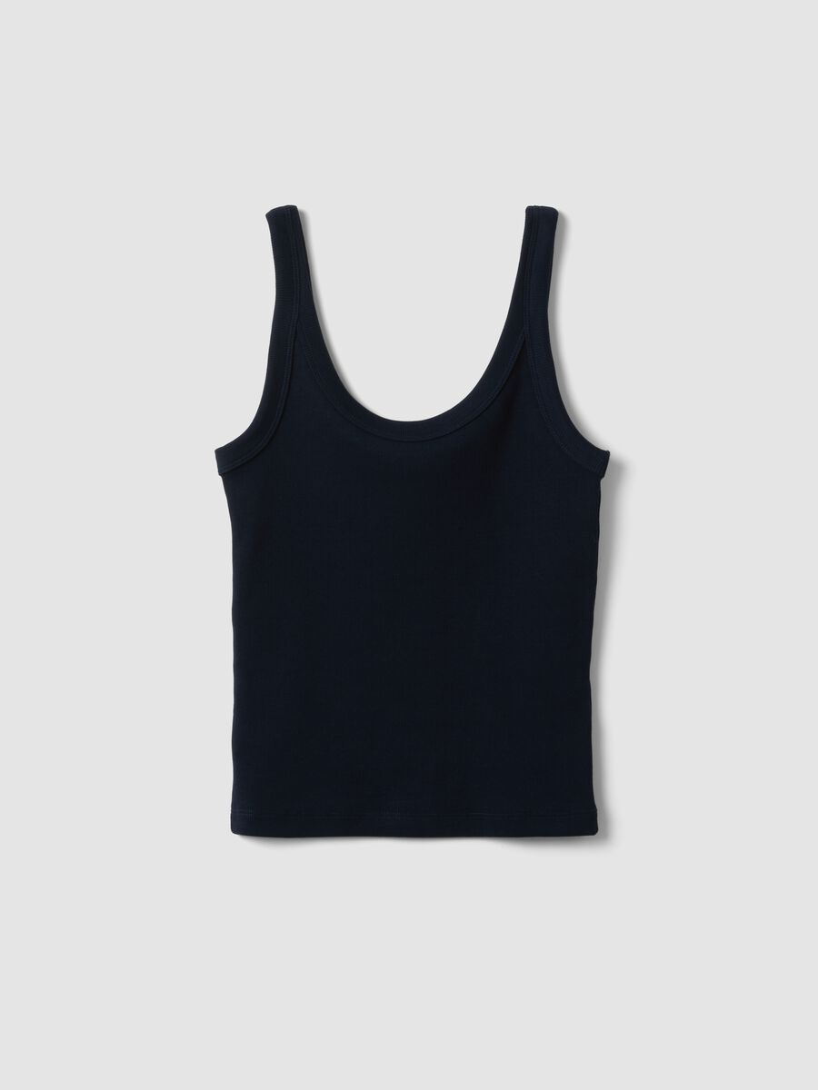 Blue fitted stretch-cotton vest top_4